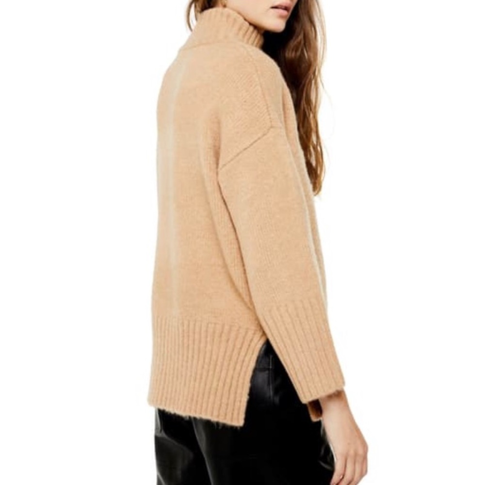 TOPSHOP Camel Tan Funnel Neck Sweater - Picture 3 of 9